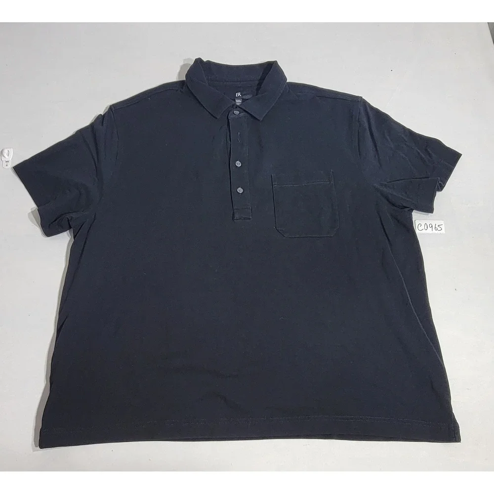 Banana Republic Mens XXL Black Cotton Pique Short Sleeve Pocket Polo Shirt
